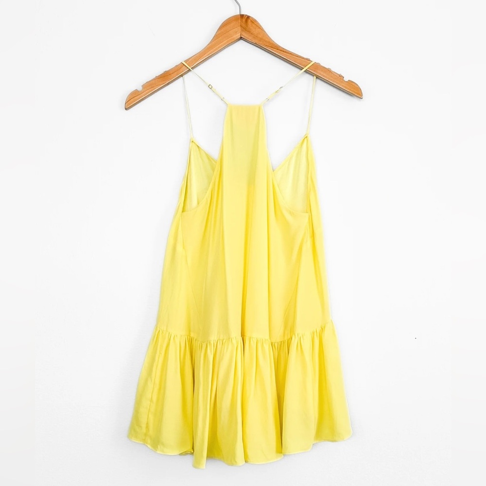 NWT Cinq à Sept Janet Silk Ruffle Peplum Racerback Top in Yellow Rose size XS - Picture 3 of 10